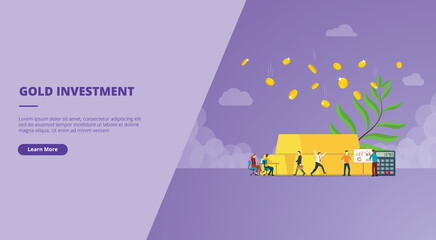 Naklejka premium gold investment with gold bar and coin concept for website design template banner or slide presentation cover