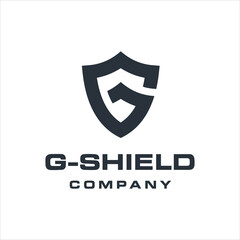initials G letter with shield icon logo design vector template