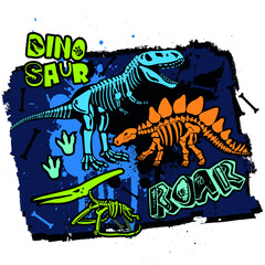 Dino expert. Typography print with dinosaur  . Original design with t-rex, dinosaur. print for T-shirts, textiles, wrapping paper, web. 