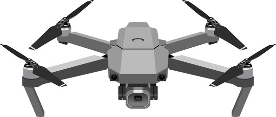 Fully editable vector illustration of a professional drone with a high definition 4K camera