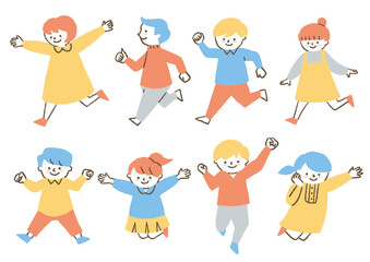 走ったり飛んだりする子どもたち