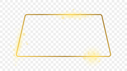 Gold glowing rounded trapezoid shape frame