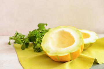 Sweet cut melon on light background