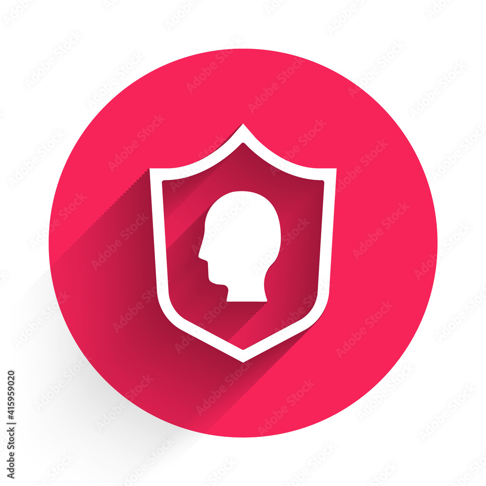Poster white user protection icon isolated with long shadow. secure user login, password protected, persona