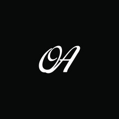 Fototapeta na wymiar O A letter logo vector design on black color background. OA monogram