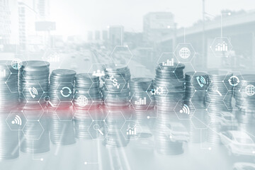 Diagram automation innovation concept. Against the background of young businessmen in the office