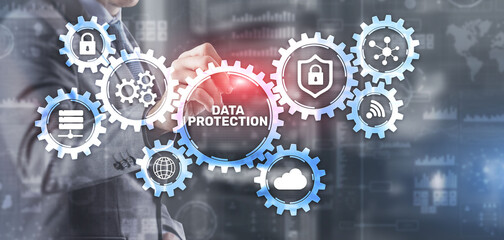 Data protection information privacy cyber security concept. Mixed media