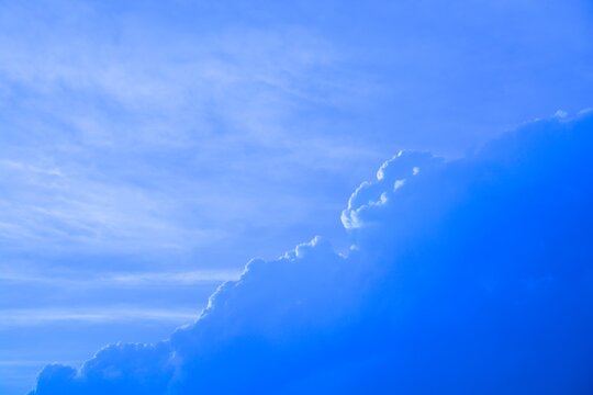 impression clouds. from blue sky. texture background with copy space. Vivid tone・soft focus image.