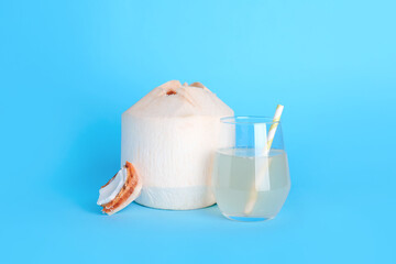 Fresh coconut on color background