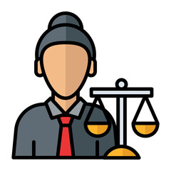 Female Lawyer Avatar Concept Vector Color Icon Design, Law Firm and Legal institutions Stock illustration