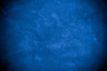 Old wall pattern texture cement blue dark abstract  blue color design are light with black gradient background.