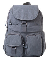 Naklejka premium Grey backpack textile isolated on a white background. Backpack with the pockets