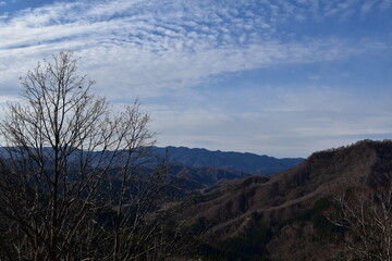 青い空ともうすぐ冬の山