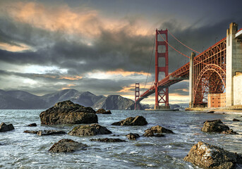 The Golden Gate Bridge in San Francisco is the most famous attraction visited by tourists from all over the world. © Volodymyr