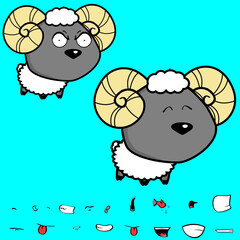 cute big head baby ram cartoon expressions collection set in vector format