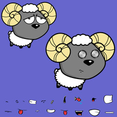 cute big head ram character cartoon expressions collection set in vector format