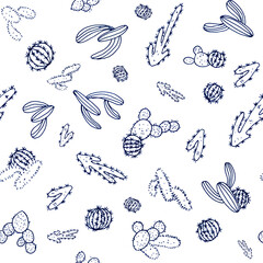 Fresh succulent and cactus of seamless foliage close-up. Isolate on white background with young spring of the plant by watercolor hand drawn painting with brushes strokes.