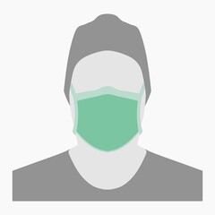 Surgical Mask Profile silhouette picture avatar. Virus Protection. Breathing Respirator Mask. Health Care Concept. Vector Illustration