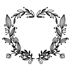 Fototapeta premium wreath of branches leave and flower doodle vector