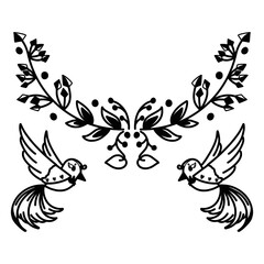 wreath of branches leave and flower doodle vector 