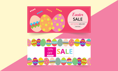 Set of Easter Sale Banner Template Background. flyers, invitations, posters, vouchers, wallpaper, coupon discounts, brochures, greeting cards.