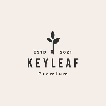 key leaf hipster vintage logo vector icon illustration