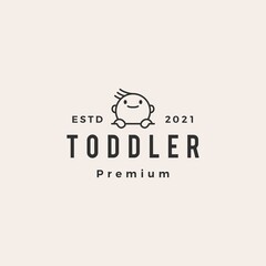 toddler baby outline hipster vintage logo vector icon illustration