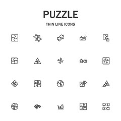 Puzzle line icon set.