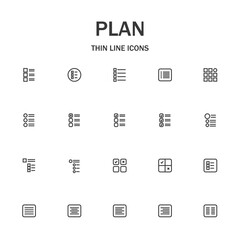 Plan line icon set.