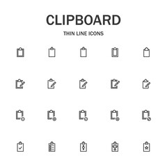 Clipboard line icon set.