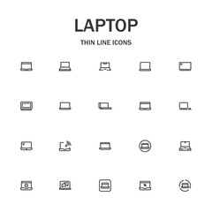 Laptop line icon set.