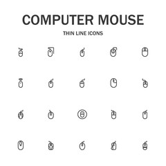 Computer mouse line icon set.