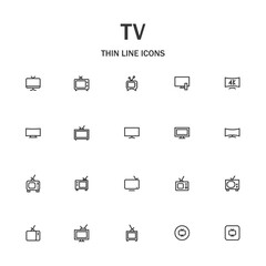 TV line icon set.