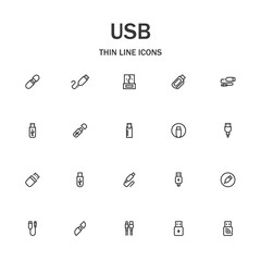 USB line icon set.