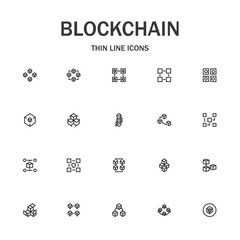 Blockchain line icon set.