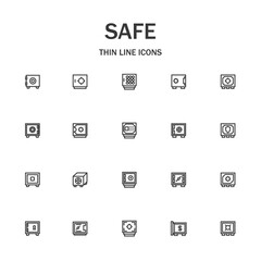 Safe line icon set.