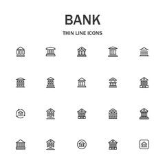 Fototapeta premium Bank line icon set.
