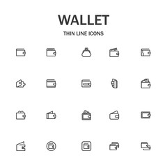 Wallet line icon set.