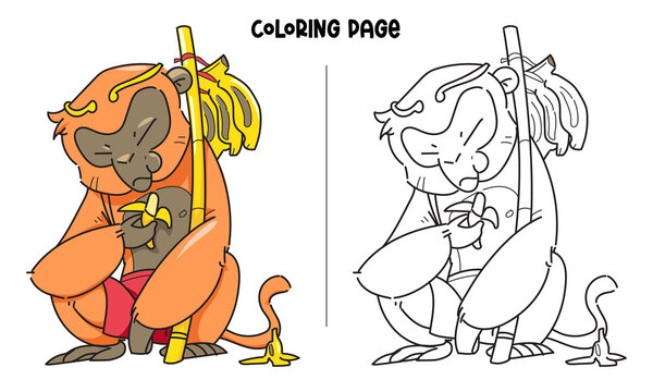 King Monkey Eats Banana