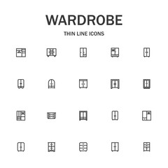 Wardrobe line icon set.