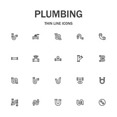 Plumbing line icon set.
