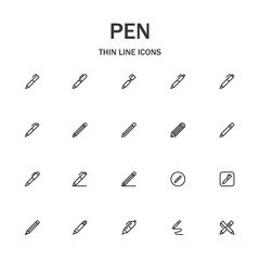 Pen line icon set.