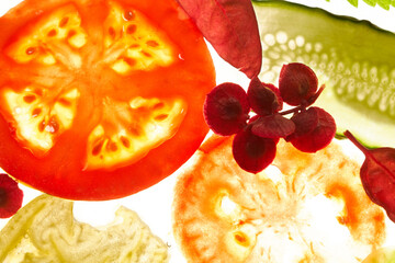 Close up of cut vegetable on white background