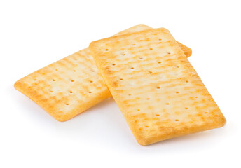 Cracker close-up isolated on white background.