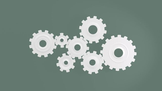 Mechanical gears 3d render - slow motion loopable animation
