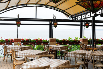 Empty restaurant terrace