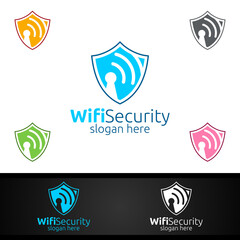 Wifi Security Logo for Network, Internet , monitoring, and alarm