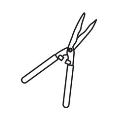 Garden shears brush cutter, simple gardening icon in trendy line style isolated on white background for web apps and mobile concept. Vector Illustration