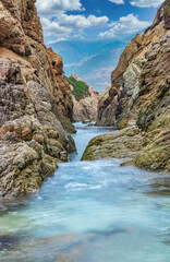 California nature - landscape, beautiful cove with rocks on the seaside in Garrapata State Park. County Monterey, California, USA. Long exposure photo.