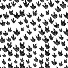 Obraz na płótnie Canvas Floral seamless pattern with monochrome exotic leaves, modern background. Tropic black and white branches. Fashion vector stock illustration for wallpaper, posters, card, fabric, textile.
